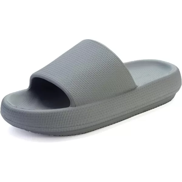 BRONAX Pillow Slippers for Women and Men  House Slides Shower Sandals  Cushioned Thick SoleGrey