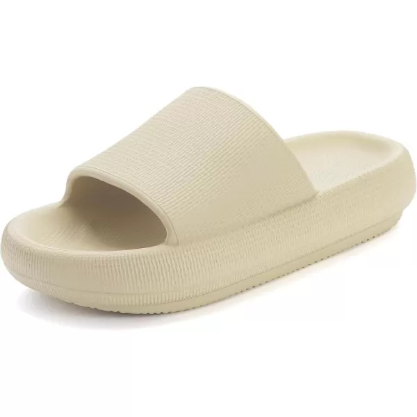 BRONAX Pillow Slippers for Women and Men  House Slides Shower Sandals  Cushioned Thick SoleKhaki