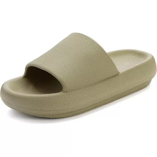 BRONAX Pillow Slippers for Women and Men  House Slides Shower Sandals  Cushioned Thick SoleOlive Green