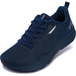 imageBRONAX Mens Wide Toe Box Running Shoes  Natural Foot Shape Tennis SneakersDark Blue