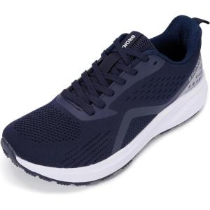 imageBRONAX Mens Wide Cushioned Supportive Road Running Shoes  Wide Toe Box  Rubber OutsoleS71 Dark Blue