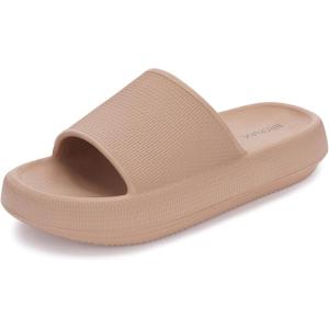 imageBRONAX Pillow Slippers for Women and Men  House Slides Shower Sandals  Cushioned Thick SoleBrown