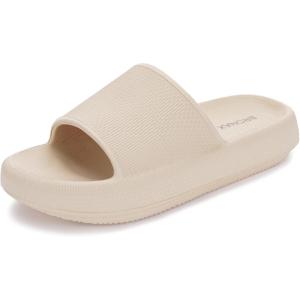imageBRONAX Pillow Slippers for Women and Men  House Slides Shower Sandals  Cushioned Thick SoleKhaki