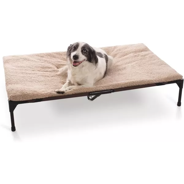 KH Pet Products Original Elevated Pet Cot Tan with Microfleece PadChocolateBlack Mesh