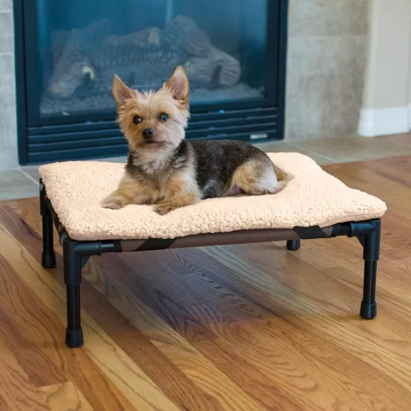 KH Pet Products Original Elevated Pet Cot Tan with Microfleece PadChocolateBlack Mesh