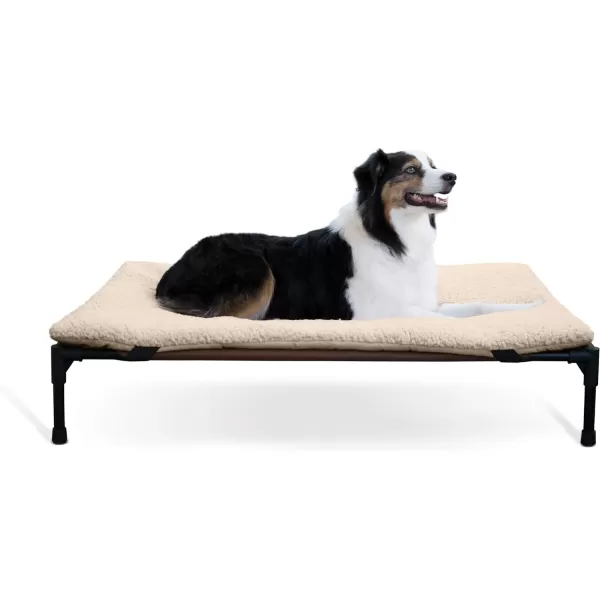 KH Pet Products Original Elevated Pet Cot Tan with Microfleece PadChocolateBlack Mesh