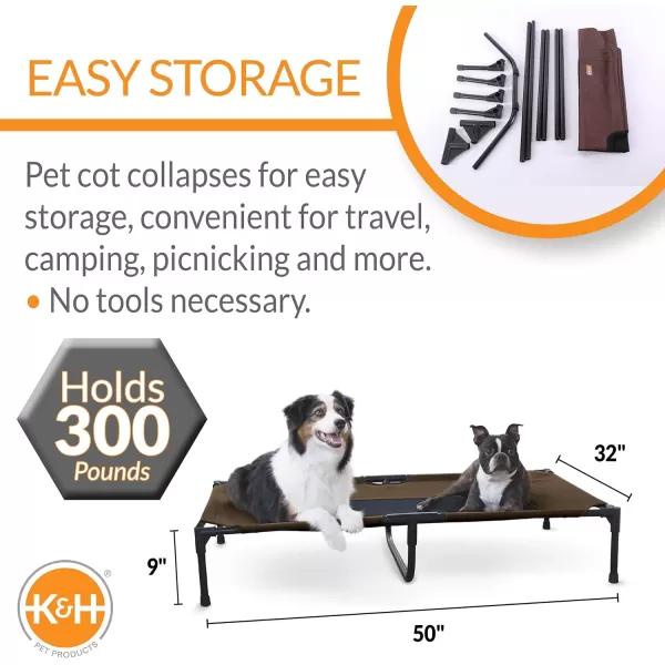 KH Pet Products Original Elevated Pet Cot Tan with Microfleece PadChocolateBlack Mesh