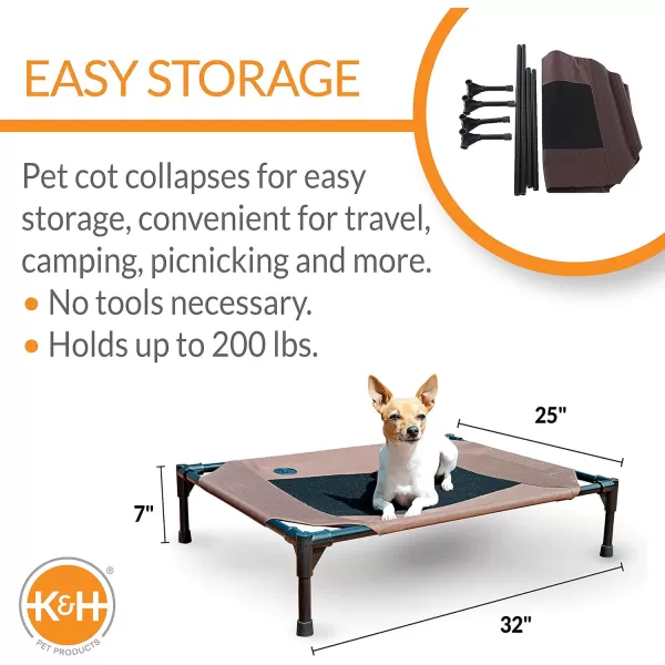 KH Pet Products Original Elevated Pet Cot Tan with Microfleece PadChocolateBlack Mesh