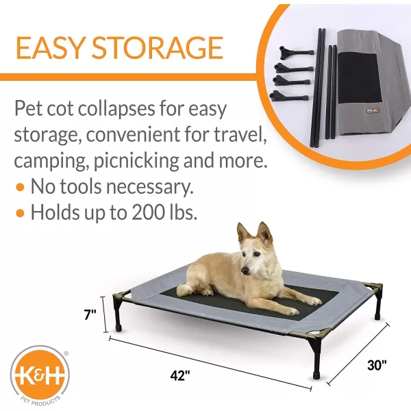 KH Pet Products Original Elevated Pet Cot Tan with Microfleece PadGrayBlack Mesh