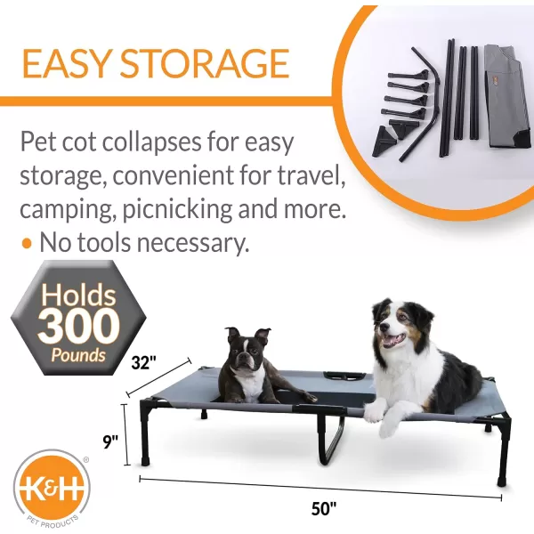 KH Pet Products Original Elevated Pet Cot Tan with Microfleece PadGrayBlack Mesh