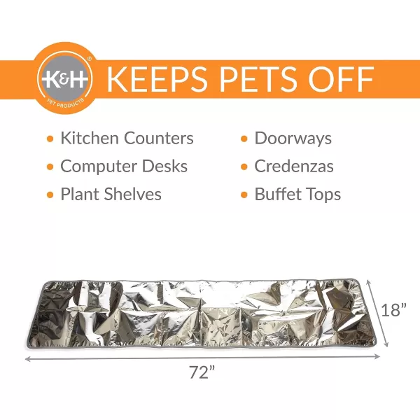 KampH Pet Products Cat Deterrent Mat for Pets Cat Repellent for Indoor Cats Guards amp Keeps Pets of Furniture Counters Christmas Trees Plants  Scats Cats Away Instantly  Silver 56 X 46 Inches72 X 18 Inches Silver