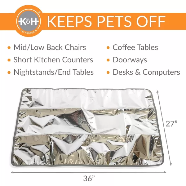 KampH Pet Products Cat Deterrent Mat for Pets Cat Repellent for Indoor Cats Guards amp Keeps Pets of Furniture Counters Christmas Trees Plants  Scats Cats Away Instantly  Silver 56 X 46 Inches36 X 27 Inches Silver