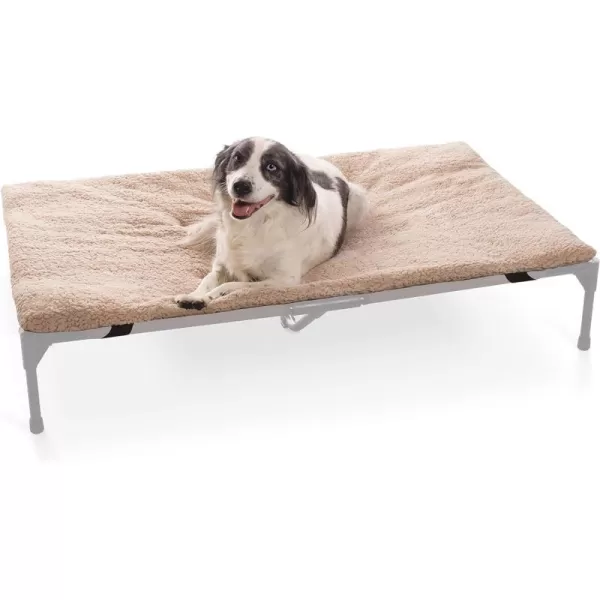 KampH Pet Products Original Dog Cot Microfleece Pad for Outdoor Raised Dog Bed Portable Dog Cot Pad Washable Dog Bed Cot Sold Separately  Tan Fleece Large 30 X 42 Inches500L x 320W x 20Th