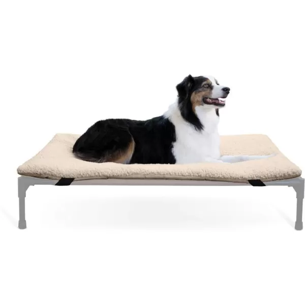 KampH Pet Products Original Dog Cot Microfleece Pad for Outdoor Raised Dog Bed Portable Dog Cot Pad Washable Dog Bed Cot Sold Separately  Tan Fleece Large 30 X 42 Inches420L x 300W x 20Th