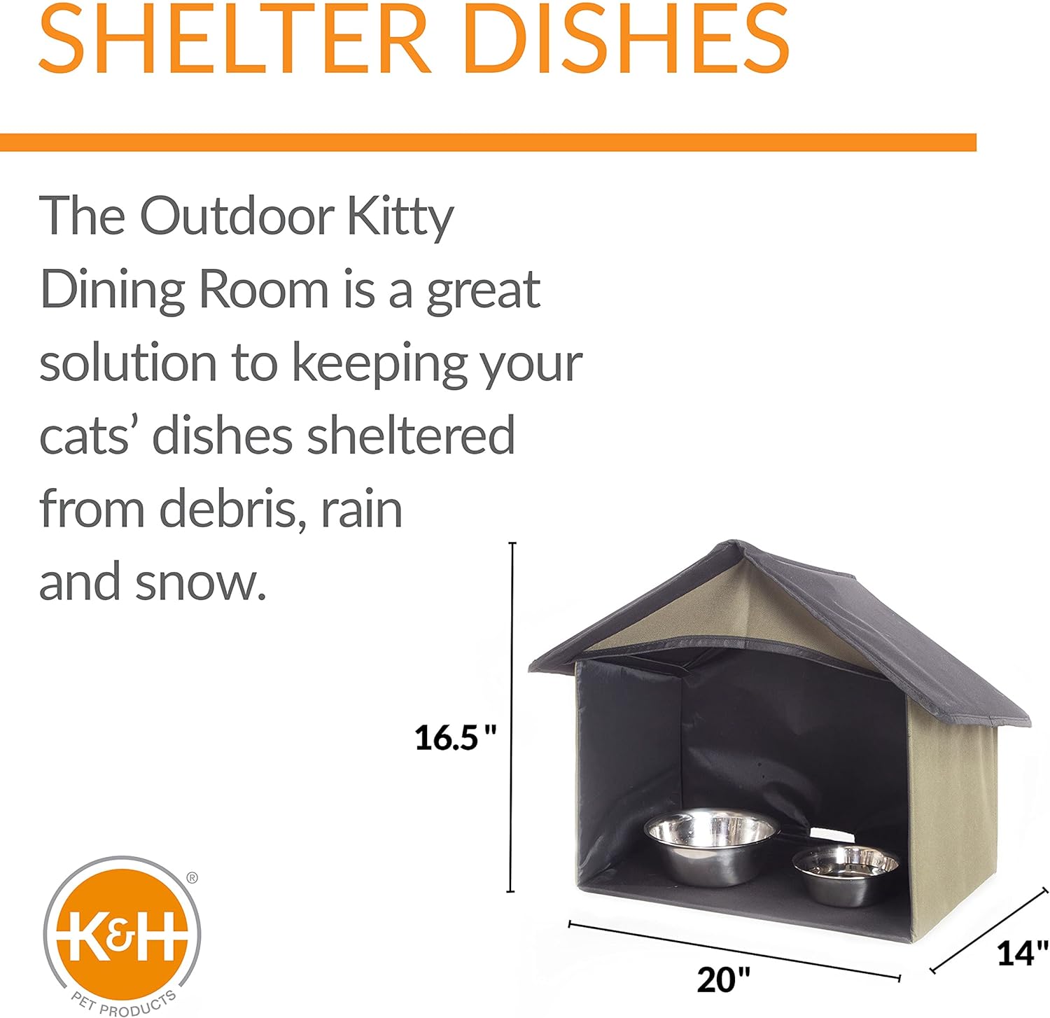 KampH Pet Products Outdoor Kitty Dining Room Outdoor Cat Shelter for Food amp Water Purrfect for Outdoor Feral Cats and Community Cats Olive 14 X 20 X 165Olive Dining Room