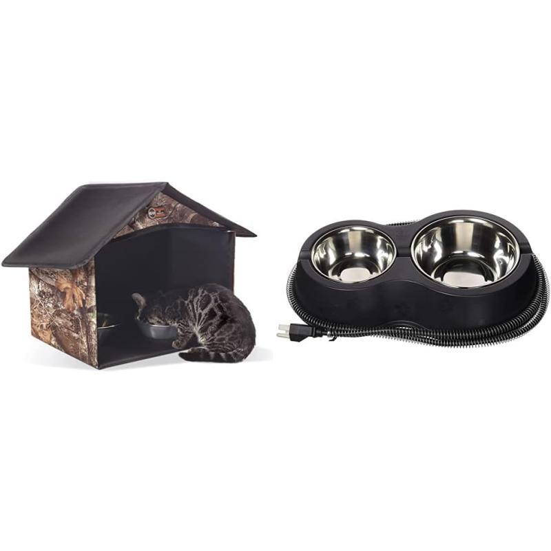 KampH Pet Products Outdoor Kitty Dining Room Outdoor Cat Shelter for Food amp Water Purrfect for Outdoor Feral Cats and Community Cats Olive 14 X 20 X 165Realtree EDGE Dining Room  Caf