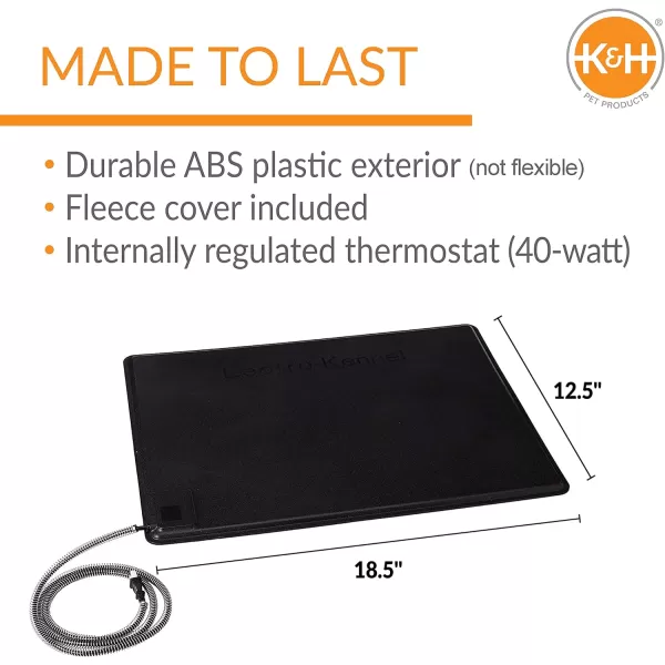 KH PET PRODUCTS LectroKennel Outdoor Heated Pad with Free Cover Black Large 225 X 285 Inches190L x 130W x 10Th