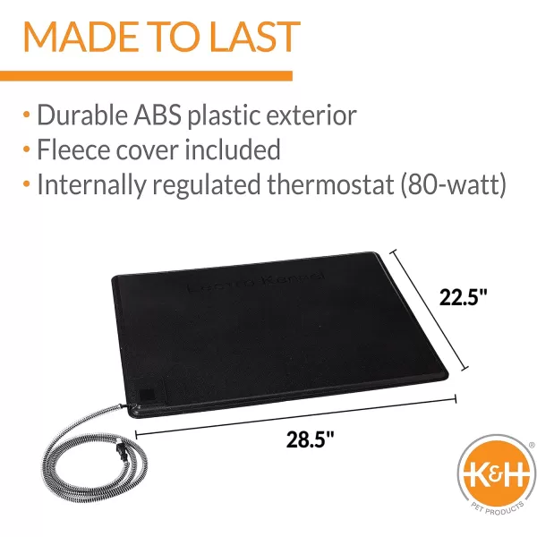 KH PET PRODUCTS LectroKennel Outdoor Heated Pad with Free Cover Black Large 225 X 285 InchesLarge 225 x 285 in