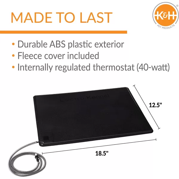 KH PET PRODUCTS LectroKennel Outdoor Heated Pad with Free Cover Black Large 225 X 285 InchesSmall 125 x 185 in