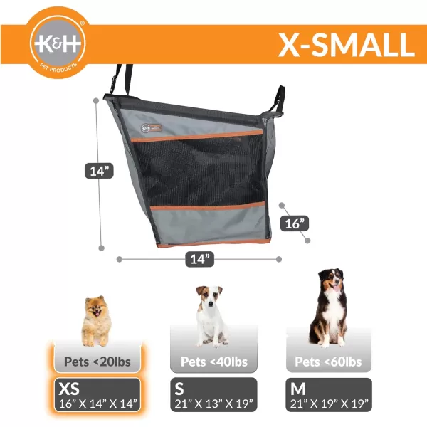 KH Pet Products Buckle N Go Dog Car Seat for Small Dogs Waterproof Fabric with Breathable Mesh  Adjustable Dog Seat Belt for Car Dog Hammock for Car Dog Carrier Dog Car Seat Cover  Gray XSMGray