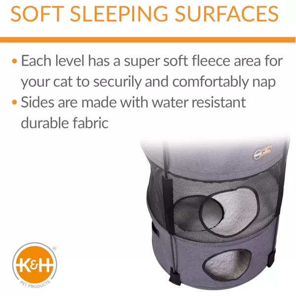 KH Pet Products Cat Playground Bundle with 3 Level Tower  Straight Tunnel Tube  2 Level Tower Cat Tower Tree Condo for Indoor Cat Playground Kitty Activity Tree Cave Cozy Hideaway Center GrayClassy Gray