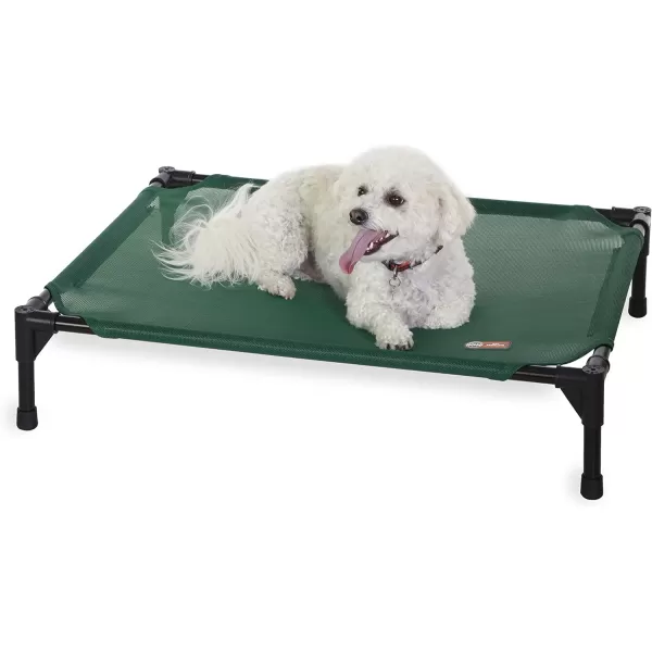 KH Pet Products Elevated Outdoor Dog Cot Bed Raised Cooling Bed with Washable Breathable Mesh for Large Dogs Portable Raised Platform Pet Bed Heavy Duty Metal Frame Hammock Bed Jumbo TanGreen All Season Mesh