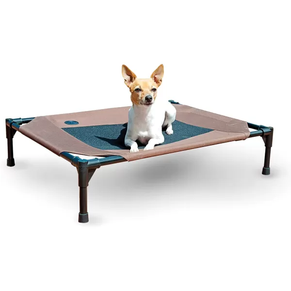 KH Pet Products Elevated Outdoor Dog Cot Bed Raised Cooling Bed with Washable Breathable Mesh for Large Dogs Portable Raised Platform Pet Bed Heavy Duty Metal Frame Hammock Bed Jumbo TanChocolateBlack Mesh