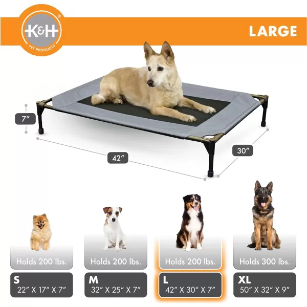 KH Pet Products Elevated Outdoor Dog Cot Bed Raised Cooling Bed with Washable Breathable Mesh for Large Dogs Portable Raised Platform Pet Bed Heavy Duty Metal Frame Hammock Bed Jumbo TanGrayBlack Mesh