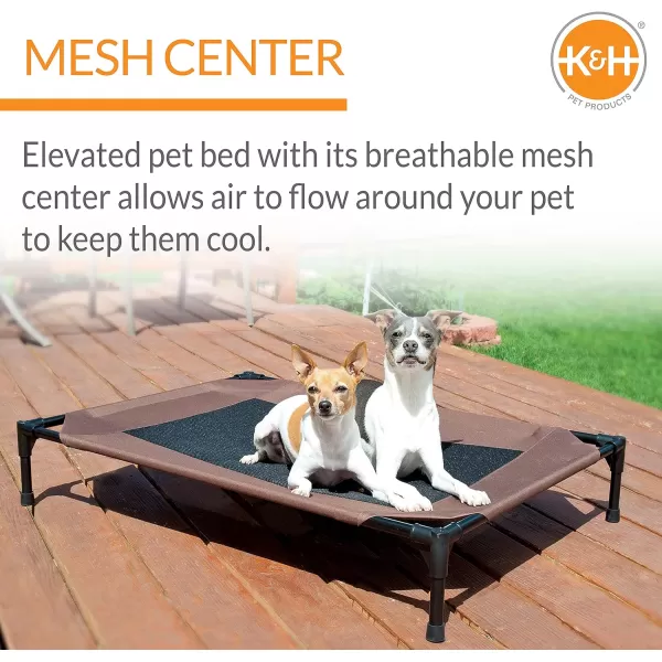 KH Pet Products Elevated Outdoor Dog Cot Bed Raised Cooling Bed with Washable Breathable Mesh for Large Dogs Portable Raised Platform Pet Bed Heavy Duty Metal Frame Hammock Bed Jumbo TanChocolateBlack Mesh