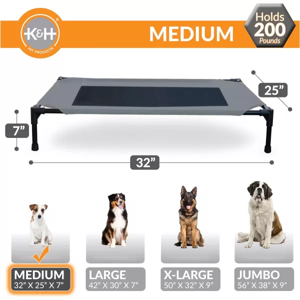 KH Pet Products Elevated Outdoor Dog Cot Bed Raised Cooling Bed with Washable Breathable Mesh for Large Dogs Portable Raised Platform Pet Bed Heavy Duty Metal Frame Hammock Bed Jumbo TanGrayBlack Mesh