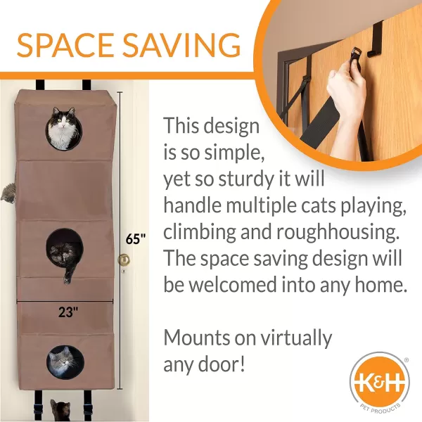 KH Pet Products Hangin Cat Condo Door Mounted Cat Furniture Cat Tree Tan Large 23 X 16 X 65 Inches5 Story Condo Wide