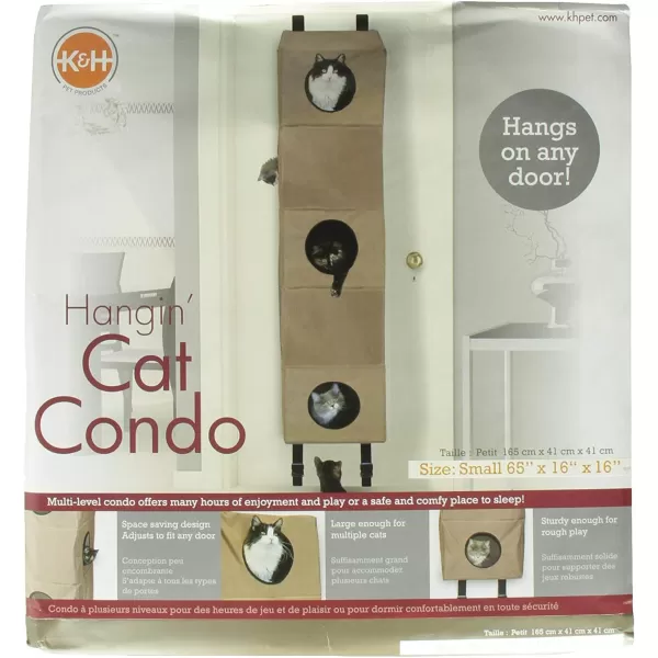 KH Pet Products Hangin Cat Condo Door Mounted Cat Furniture Cat Tree Tan Large 23 X 16 X 65 InchesRecyclable Box