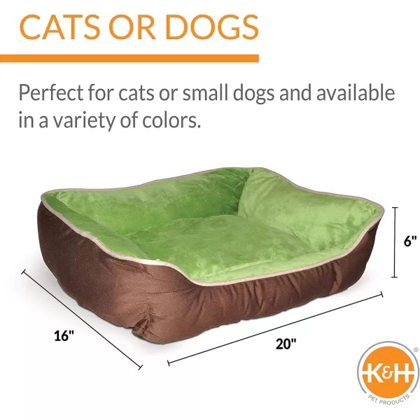 KH Pet Products SelfWarming Lounge Sleeper Pet Bed Small SageTan 16 x 20MochaGreen