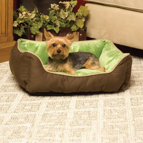 KH Pet Products SelfWarming Lounge Sleeper Pet Bed Small SageTan 16 x 20MochaGreen