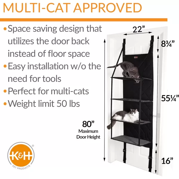 KampH PET PRODUCTS Hangin Cat Tree  Door Mounted Climber Cat Wall Perch Furniture Cat Hammock for Indoor Hanging  Elevated Bed  4 Story Gray 12 X 22 X 65 InchesKampH PET PRODUCTS Hangin Cat Tree  Door Mounted Climber Cat Wall Perch Furniture Cat Hammock for Indoor Hanging  Elevated Bed  4 Story Gray 12 X 22 X 65 Inches
