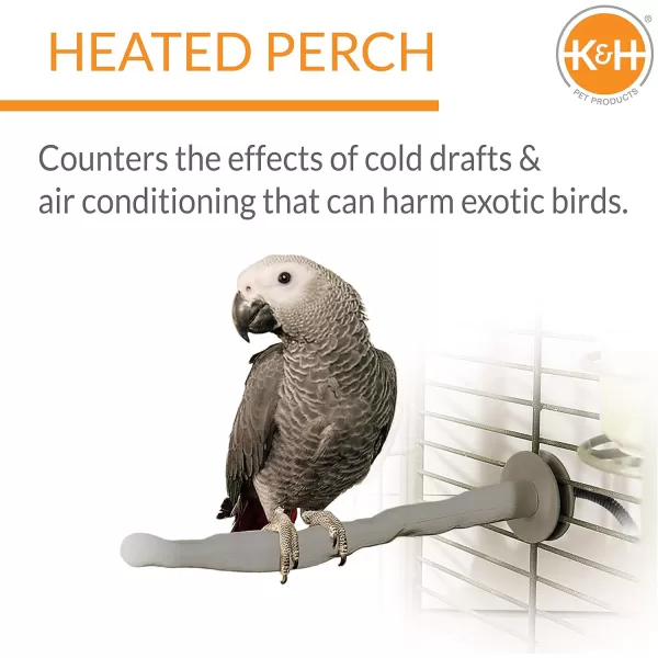 KampH PET PRODUCTS ThermoPerch Heated Bird Perch Gray Small 1 X 105 InchesLarge 2 X 145 Inches Recyclable Box