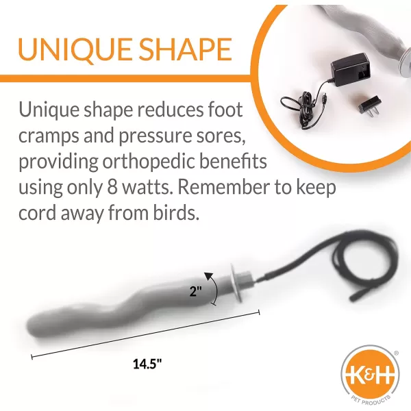 KampH PET PRODUCTS ThermoPerch Heated Bird Perch Gray Small 1 X 105 InchesLarge 2 X 145 Inches Retail Box