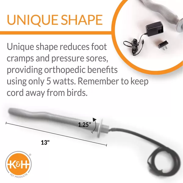KampH PET PRODUCTS ThermoPerch Heated Bird Perch Gray Small 1 X 105 InchesMedium 125 X 13 Inches Recyclable Box