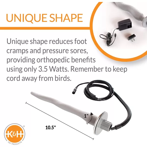 KampH PET PRODUCTS ThermoPerch Heated Bird Perch Gray Small 1 X 105 InchesSmall 1 X 105 Inches Retail Box