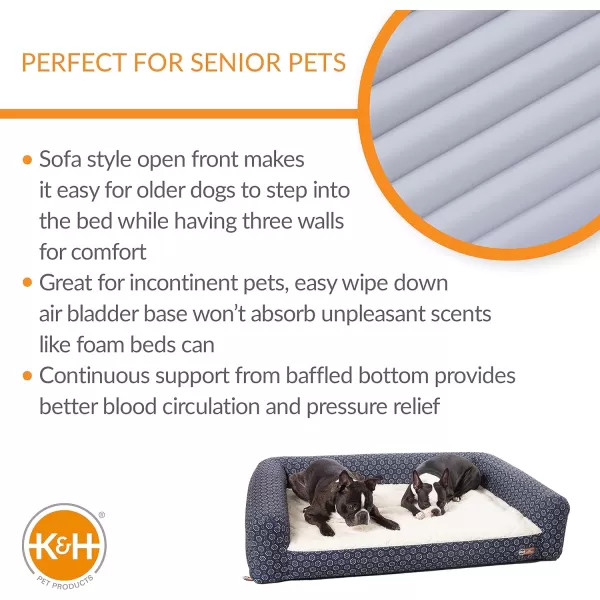 KampH Pet Products Air Sofa Inflatable Dog Bed Lightweight Air Mattress Pet Bed IndoorOutdoor Bed for Seniors Camping Travel and More NavyGeo Flower Small 18 X 24 Inches360L x 270W x 80Th NavyGeo Flower