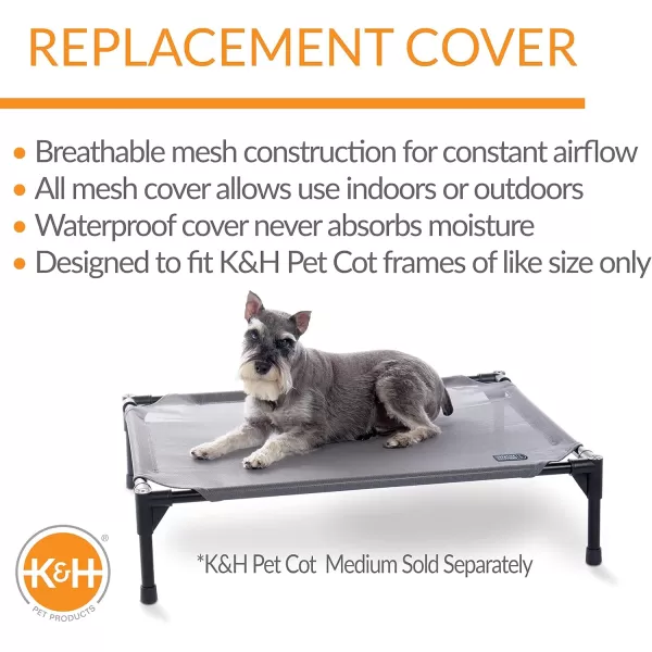 KampH Pet Products All Weather Elevated Cooling Outdoor Dog Bed Gray  Portable Raised Dog Cot Replacement Cover Medium 25 X 32 Inches Cover ONLYKampH Pet Products All Weather Elevated Cooling Outdoor Dog Bed Gray  Portable Raised Dog Cot Replacement Cover Medium 25 X 32 Inches Cover ONLY