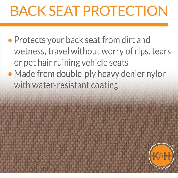 KampH Pet Products Car Seat Saver  Pet Seat Cover Protector StandardMidSize Vehicle Tan 54 X 56 InchesTan