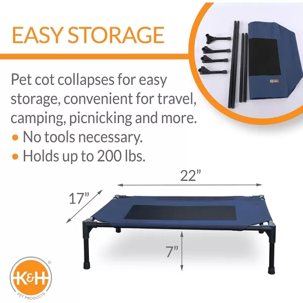 KampH Pet Products Elevated Cooling Outdoor Dog Bed Portable Raised Dog Cot BlueBlack Small 17 X 22 X 7 InchesKampH Pet Products Elevated Cooling Outdoor Dog Bed Portable Raised Dog Cot BlueBlack Small 17 X 22 X 7 Inches