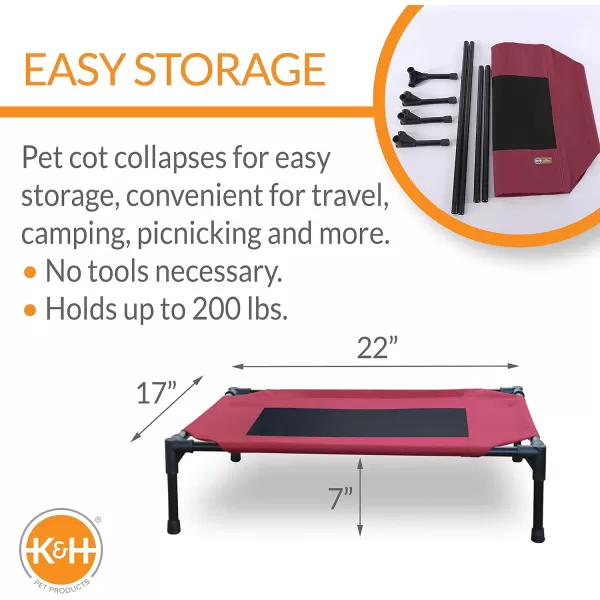 KampH Pet Products Elevated Cooling Outdoor Dog Bed Portable Raised Dog Cot RedBlack Small 17 X 22 X 7 InchesKampH Pet Products Elevated Cooling Outdoor Dog Bed Portable Raised Dog Cot RedBlack Small 17 X 22 X 7 Inches