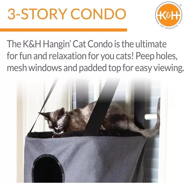 KampH Pet Products Hangin Cat Condo Door Mounted Cat Furniture Cat Tree Classy Gray 3 Story3 Story Condo