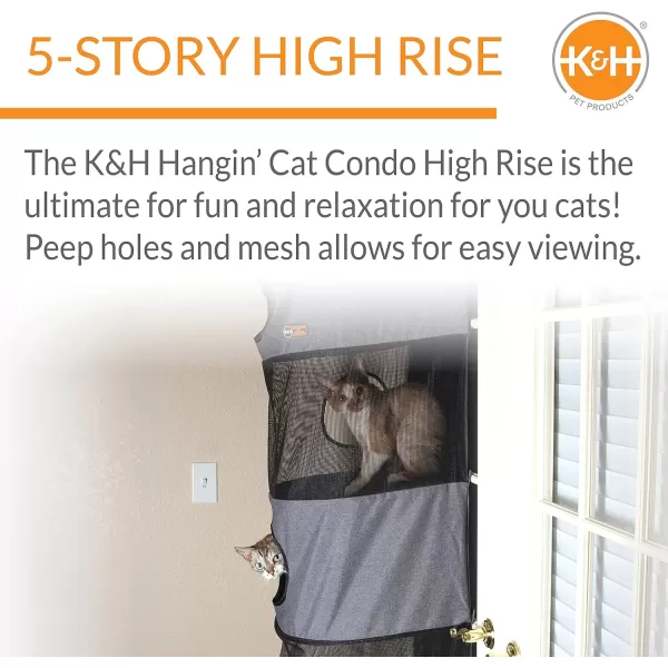 KampH Pet Products Hangin Cat Condo Door Mounted Cat Furniture Cat Tree Classy Gray 3 Story5 Story Condo High Rise