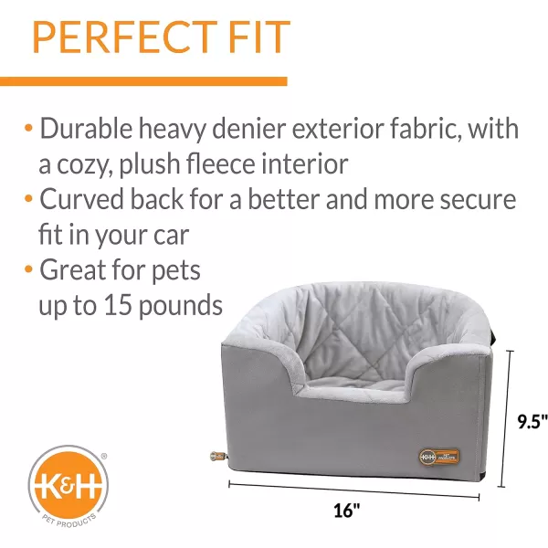 KampH Pet Products Hanging Bucket Booster Pet Seat Elevated Dog Booster Car Seat Car Window View for Petite and Toy Breeds Tan 16 X 145 InchesGray