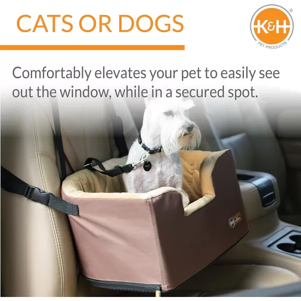 KampH Pet Products Hanging Bucket Booster Pet Seat Elevated Dog Booster Car Seat Car Window View for Petite and Toy Breeds Tan 16 X 145 InchesTan