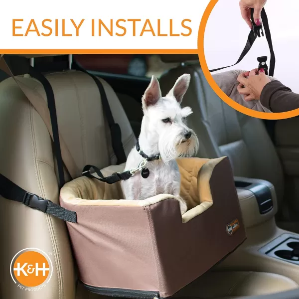 KampH Pet Products Hanging Bucket Booster Pet Seat Elevated Dog Booster Car Seat Car Window View for Petite and Toy Breeds Tan 16 X 145 InchesTan