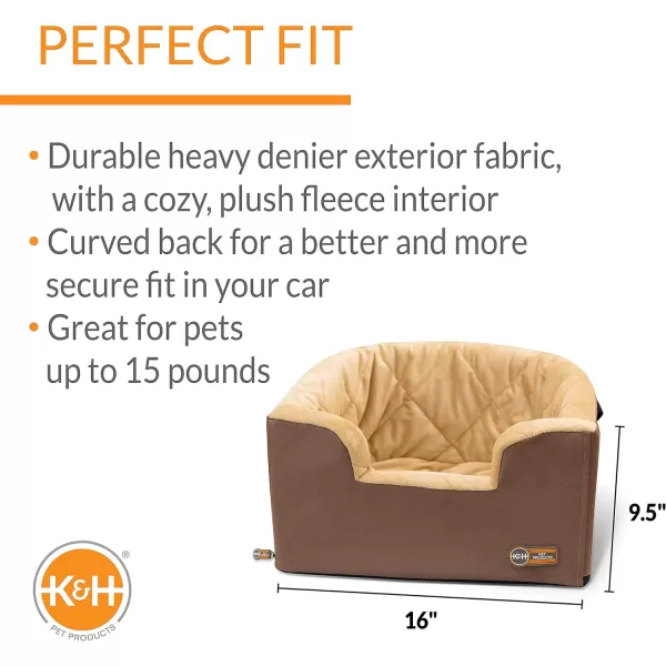 KampH Pet Products Hanging Bucket Booster Pet Seat Elevated Dog Booster Car Seat Car Window View for Petite and Toy Breeds Tan 16 X 145 InchesTan